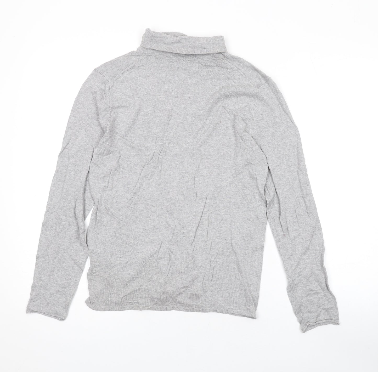 Marks and Spencer Womens Grey Roll Neck Cotton Pullover Jumper Size 12