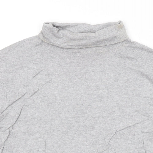 Marks and Spencer Womens Grey Roll Neck Cotton Pullover Jumper Size 12