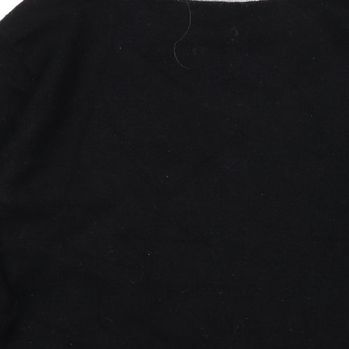 Fransa Womens Black Round Neck Geometric Viscose Pullover Jumper Size M