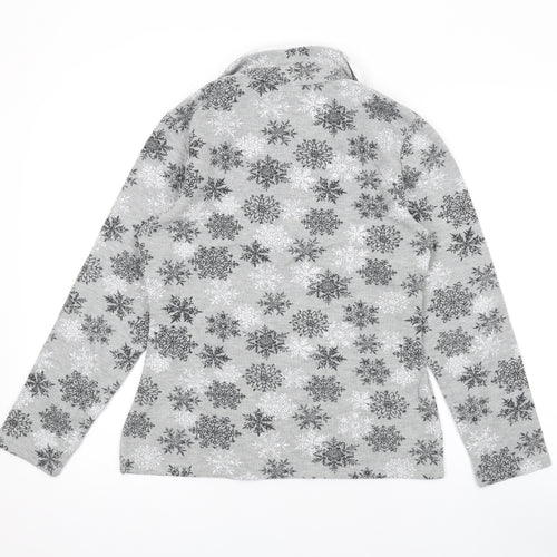 Baxter & Wells Womens Grey Collared Geometric Cotton Pullover Jumper Size S - Snowflakes