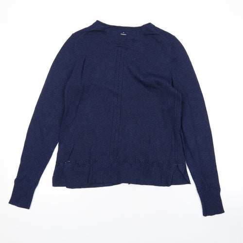 White Stuff Womens Blue Round Neck Viscose Cardigan Jumper Size 10