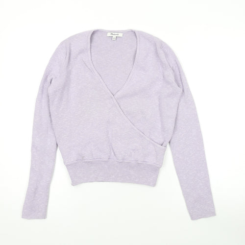 Madewell Womens Purple V-Neck Cotton Pullover Jumper Size XS