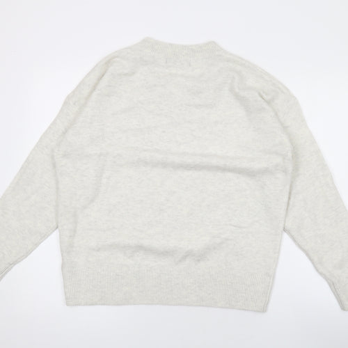 Marks and Spencer Womens Ivory V-Neck Polyester Pullover Jumper Size M