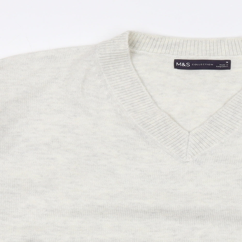 Marks and Spencer Womens Ivory V-Neck Polyester Pullover Jumper Size M