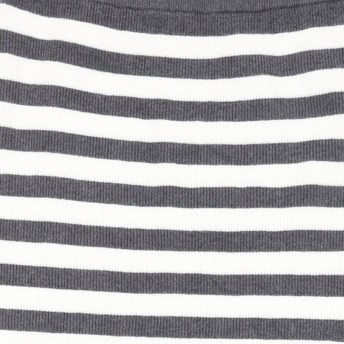 Marks and Spencer Womens Grey Striped Viscose A-Line Skirt Size L