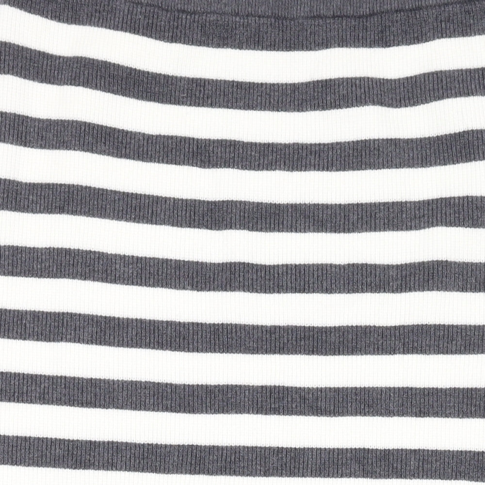 Marks and Spencer Womens Grey Striped Viscose A-Line Skirt Size L