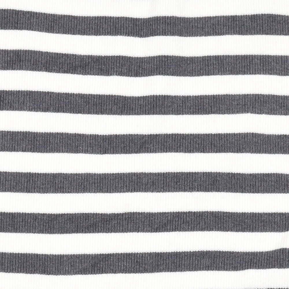 Marks and Spencer Womens Grey Striped Viscose A-Line Skirt Size L