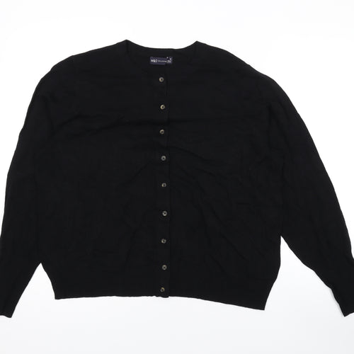 Marks and Spencer Womens Black Round Neck Viscose Cardigan Jumper Size 18