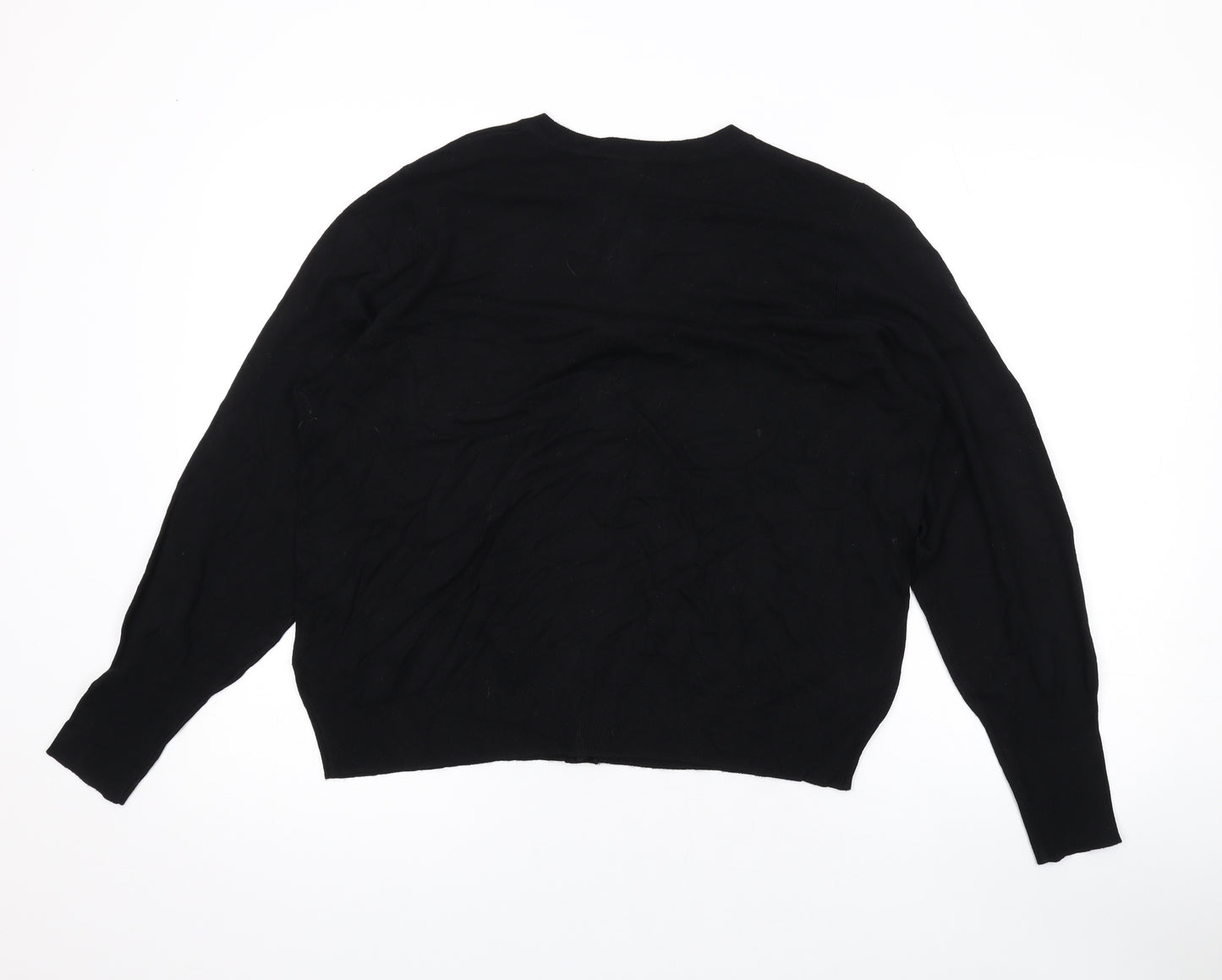 Marks and Spencer Womens Black Round Neck Viscose Cardigan Jumper Size 18