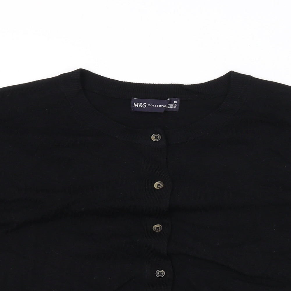 Marks and Spencer Womens Black Round Neck Viscose Cardigan Jumper Size 18