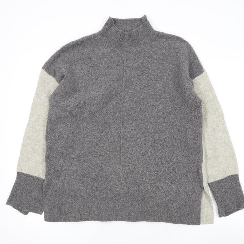 Marks and Spencer Womens Grey Mock Neck Acrylic Pullover Jumper Size M