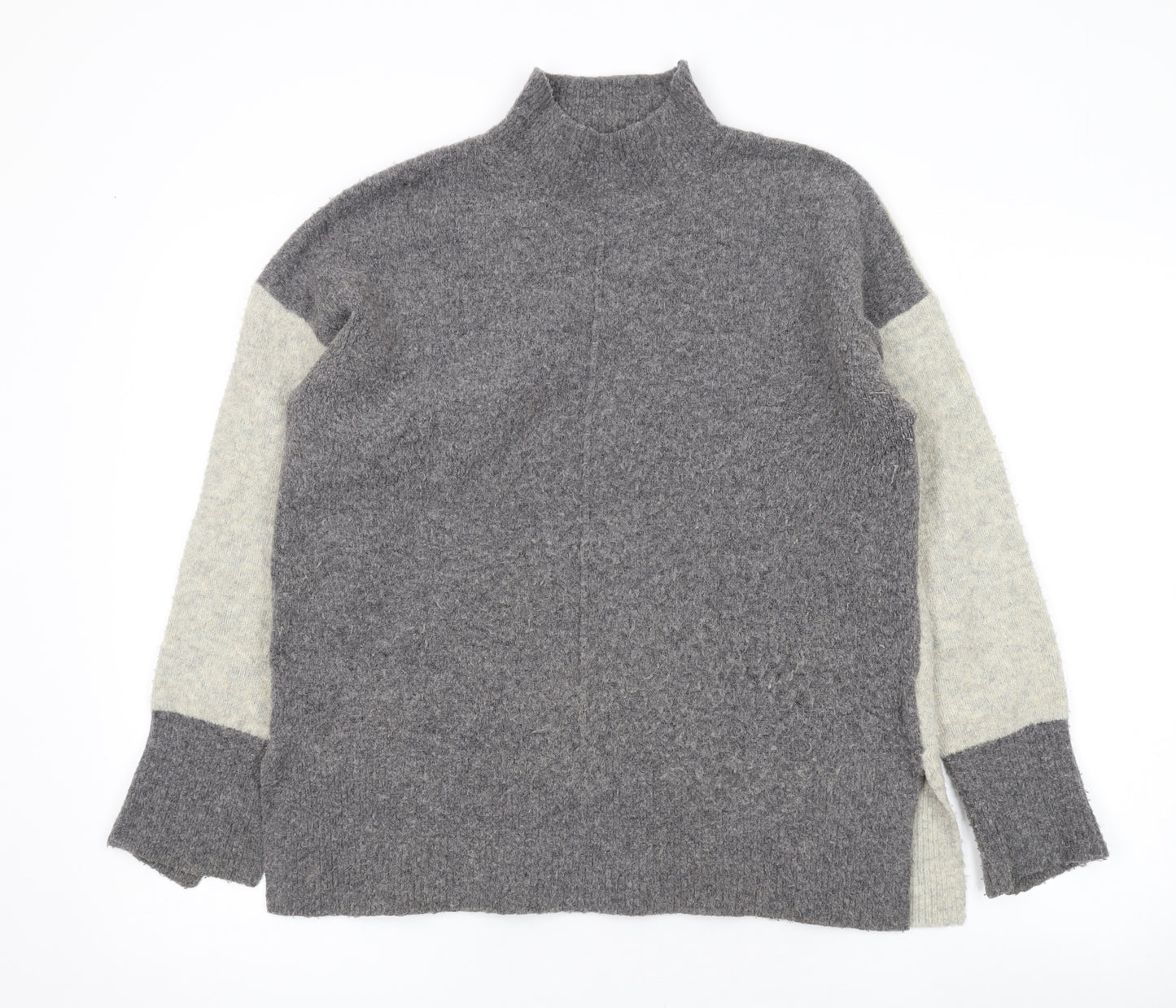 Marks and Spencer Womens Grey Mock Neck Acrylic Pullover Jumper Size M