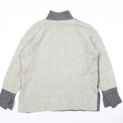 Marks and Spencer Womens Grey Mock Neck Acrylic Pullover Jumper Size M