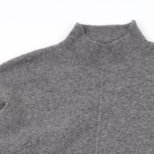 Marks and Spencer Womens Grey Mock Neck Acrylic Pullover Jumper Size M