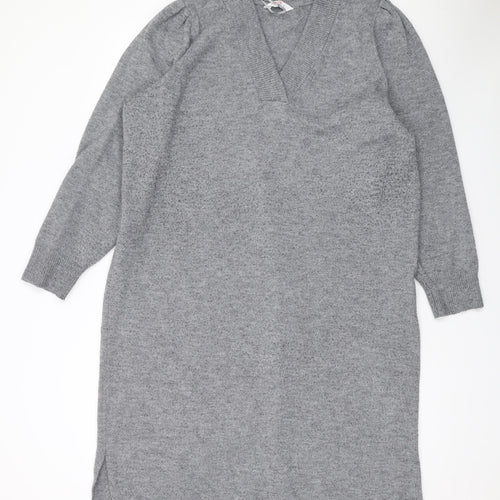 John Lewis Womens Grey V-Neck Acrylic Pullover Jumper Size L