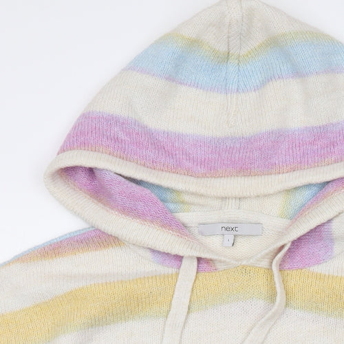 NEXT Womens Multicoloured Striped Acrylic Pullover Hoodie Size L Pullover