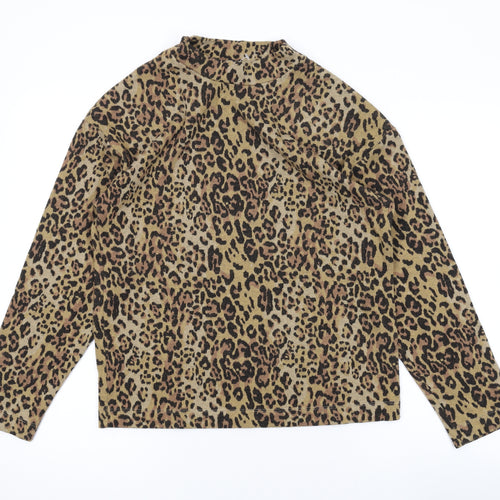 Marks and Spencer Womens Brown Animal Print Polyester Pullover Sweatshirt Size 8 Pullover - Leopard Print