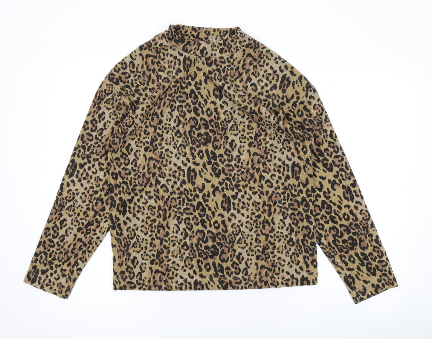 Marks and Spencer Womens Brown Animal Print Polyester Pullover Sweatshirt Size 8 Pullover - Leopard Print