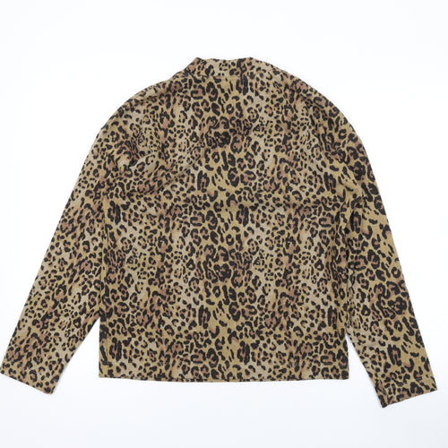 Marks and Spencer Womens Brown Animal Print Polyester Pullover Sweatshirt Size 8 Pullover - Leopard Print