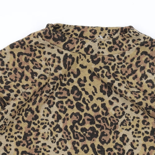 Marks and Spencer Womens Brown Animal Print Polyester Pullover Sweatshirt Size 8 Pullover - Leopard Print