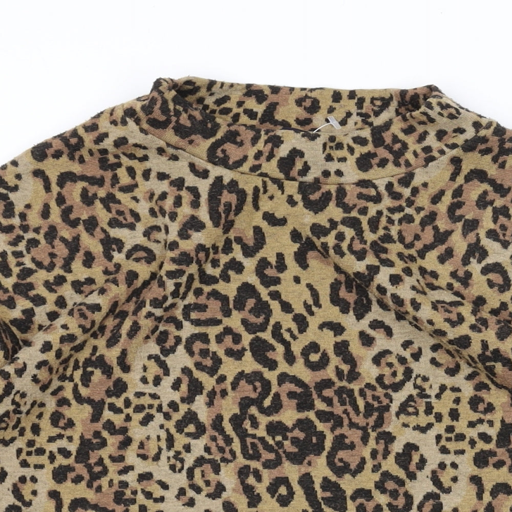 Marks and Spencer Womens Brown Animal Print Polyester Pullover Sweatshirt Size 8 Pullover - Leopard Print
