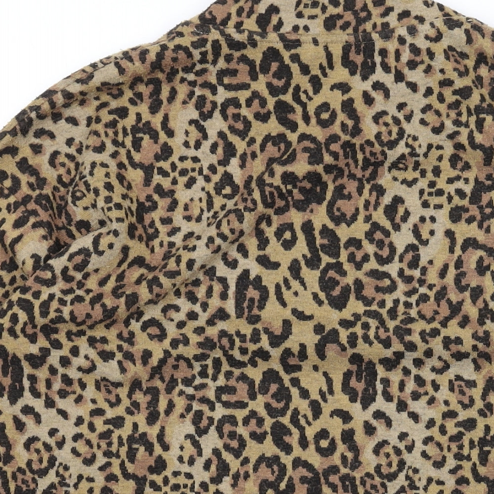 Marks and Spencer Womens Brown Animal Print Polyester Pullover Sweatshirt Size 8 Pullover - Leopard Print