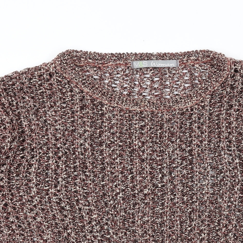 Marks and Spencer Womens Brown Round Neck Acrylic Pullover Jumper Size 10