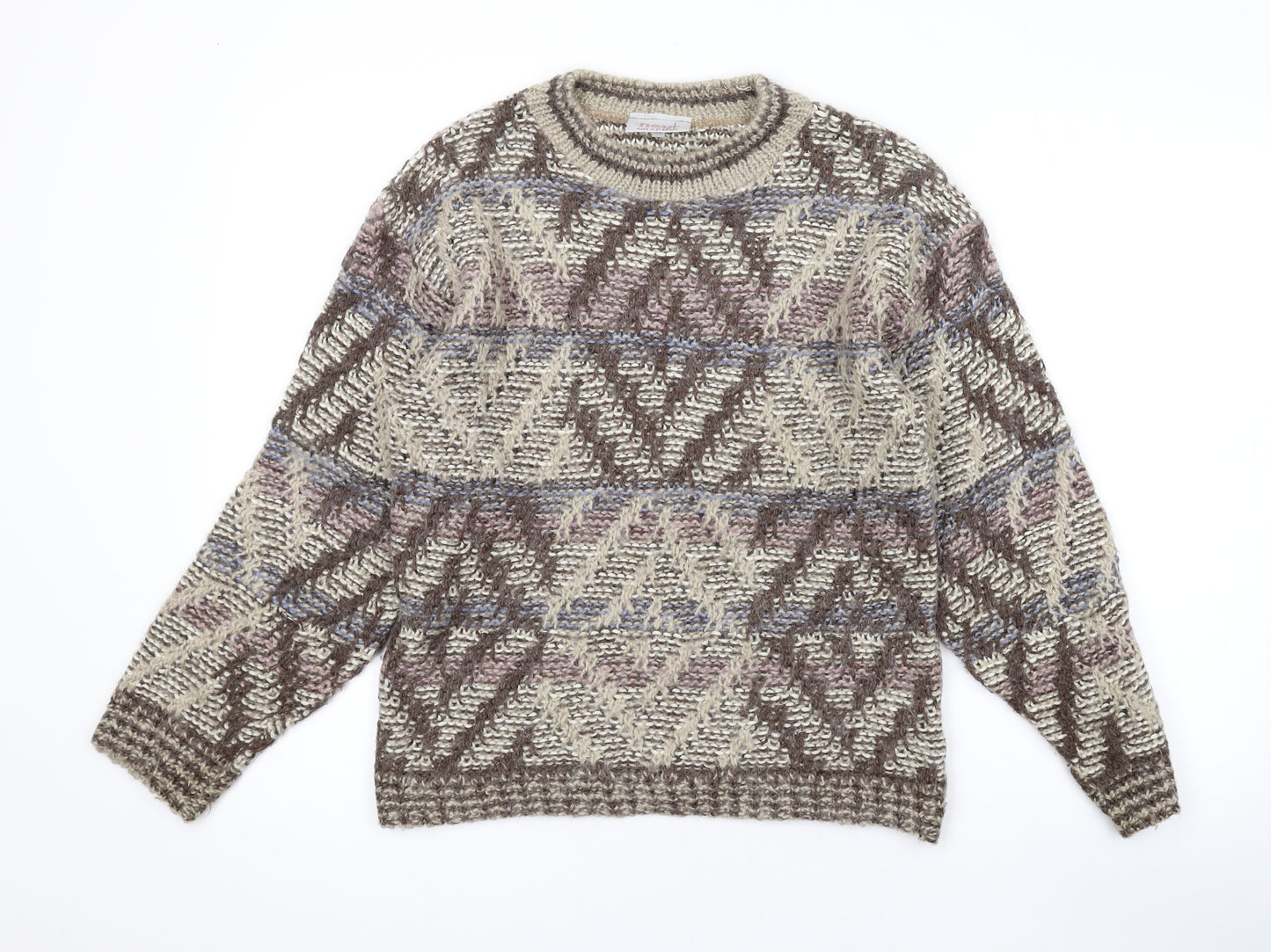 NEXT Womens Multicoloured Round Neck Geometric Acrylic Pullover Jumper Size M