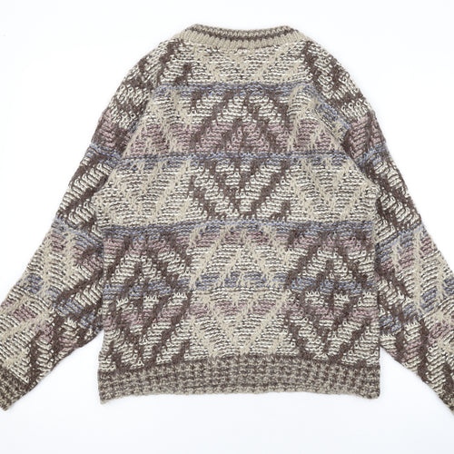 NEXT Womens Multicoloured Round Neck Geometric Acrylic Pullover Jumper Size M
