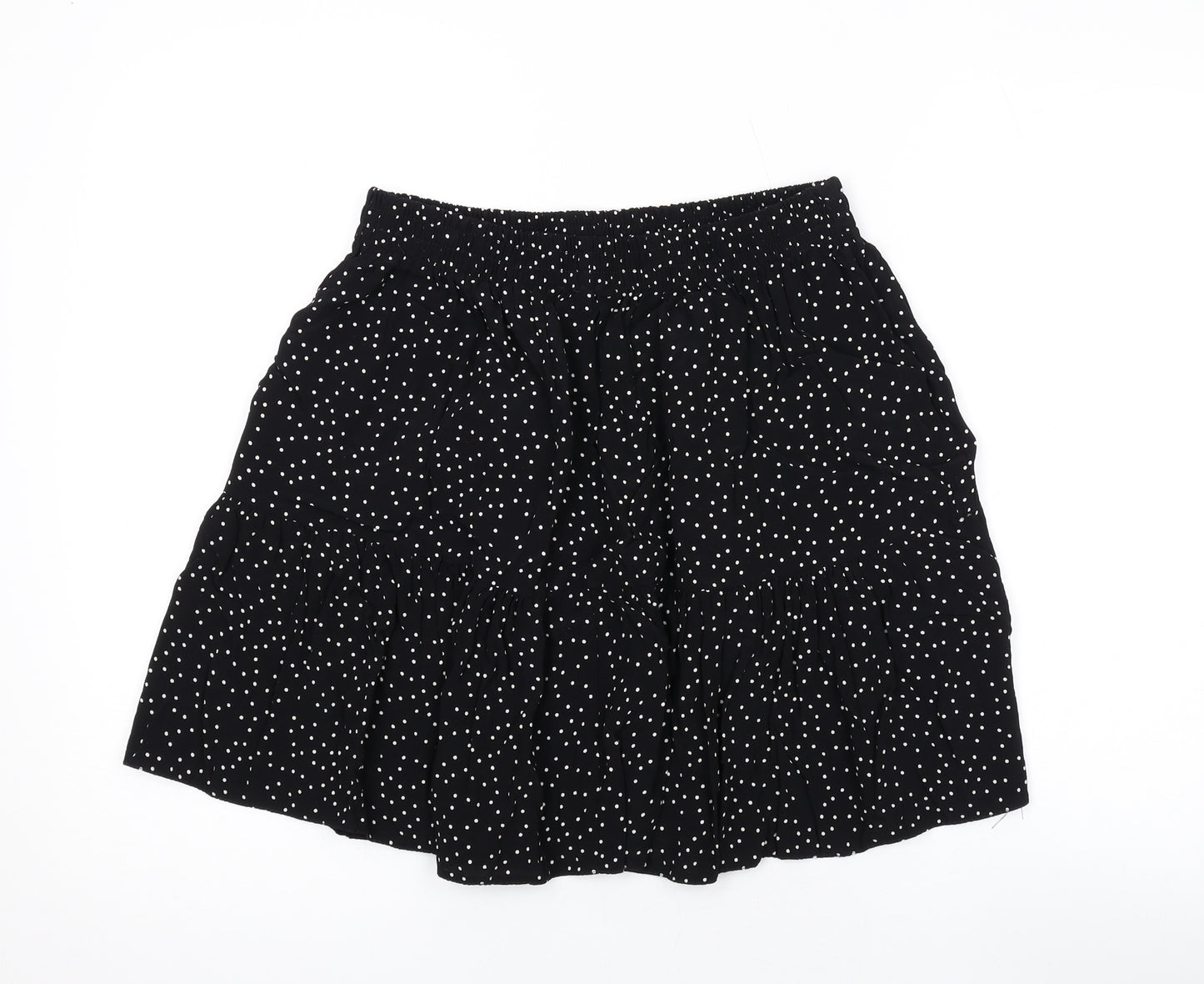 New Look Womens Black Polka Dot Viscose Mini Skirt Size 12