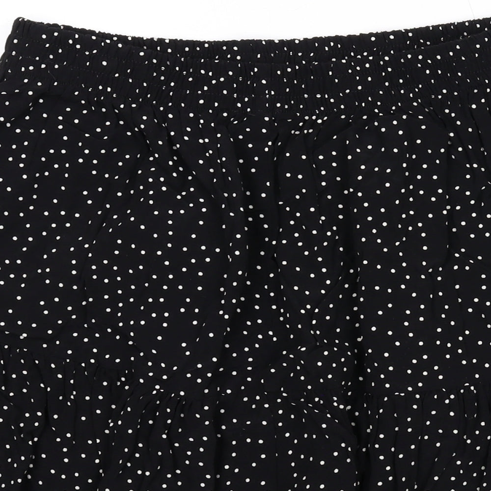 New Look Womens Black Polka Dot Viscose Mini Skirt Size 12