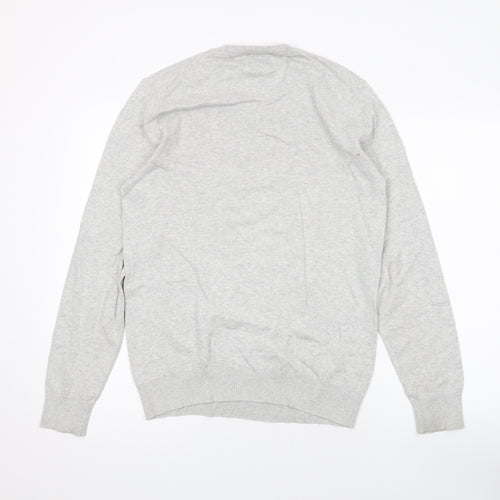 Burton Mens Grey V-Neck Cotton Pullover Jumper Size S Long Sleeve