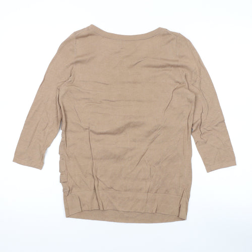 Pure Womens Brown Round Neck Silk Pullover Jumper Size 12