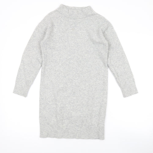 Uniqlo Girls Grey Mock Neck Acrylic Pullover Jumper Size 9-10 Years Pullover