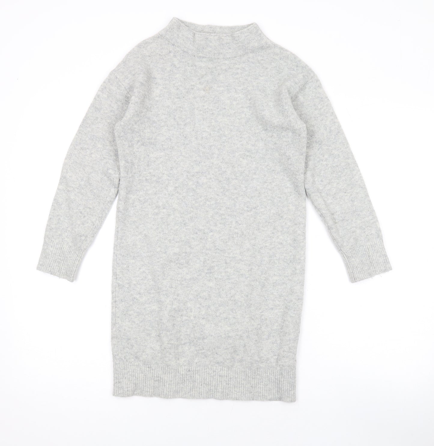 Uniqlo Girls Grey Mock Neck Acrylic Pullover Jumper Size 9-10 Years Pullover