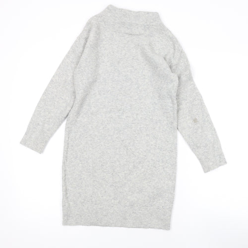 Uniqlo Girls Grey Mock Neck Acrylic Pullover Jumper Size 9-10 Years Pullover