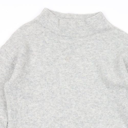 Uniqlo Girls Grey Mock Neck Acrylic Pullover Jumper Size 9-10 Years Pullover