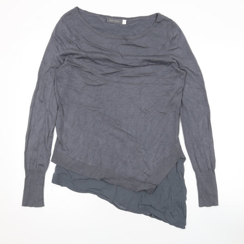 Mint Velvet Womens Grey Round Neck Viscose Pullover Jumper Size 10