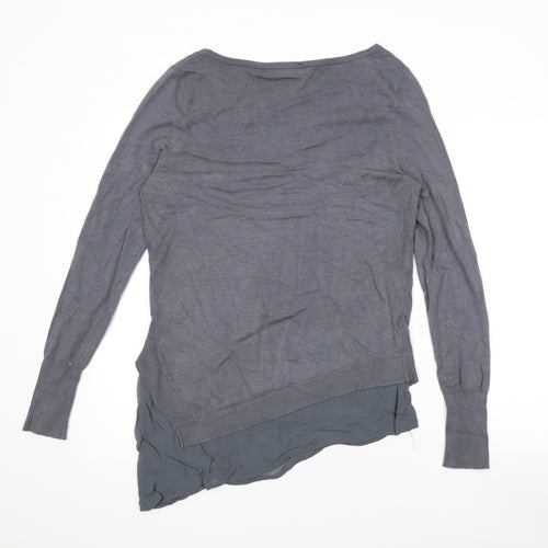 Mint Velvet Womens Grey Round Neck Viscose Pullover Jumper Size 10