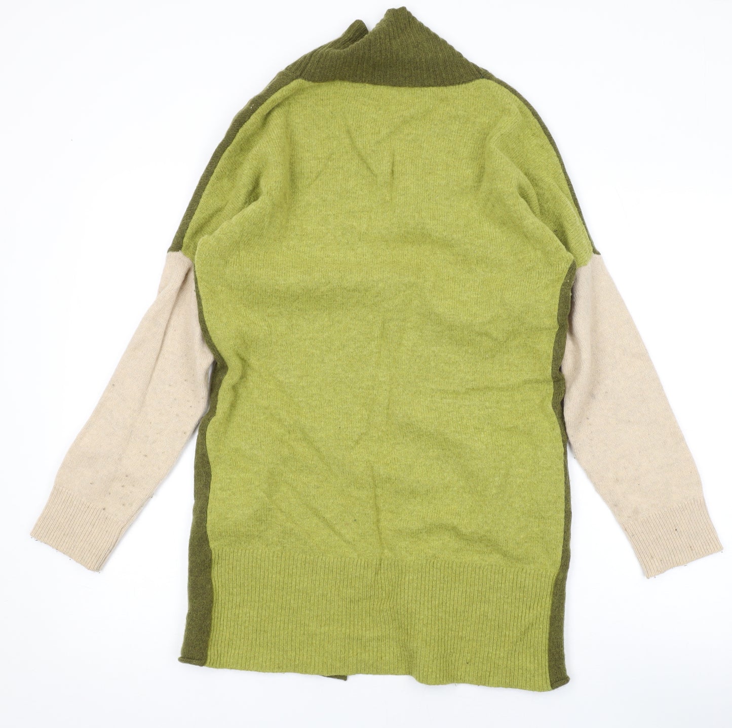 White Stuff Womens Green V-Neck Wool Cardigan Jumper Size 8