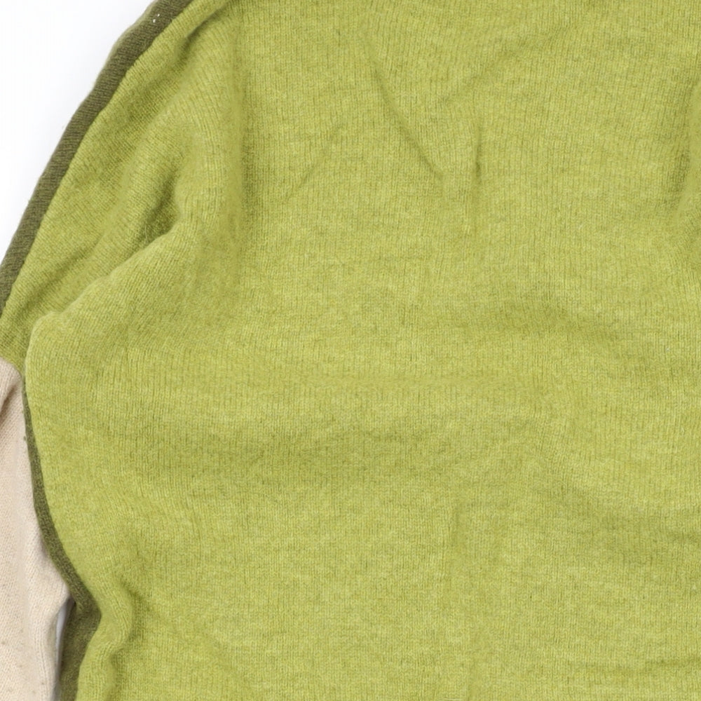 White Stuff Womens Green V-Neck Wool Cardigan Jumper Size 8