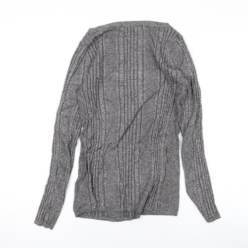 Marks and Spencer Womens Grey Boat Neck Viscose Pullover Jumper Size 10