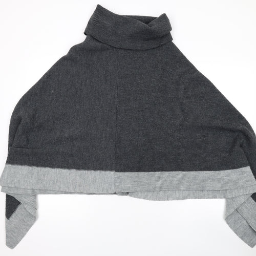 Debenhams Womens Grey Roll Neck Acrylic Cape Jumper One Size