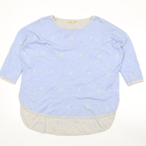 Phase Eight Womens Blue Round Neck Geometric Viscose Pullover Jumper Size M - Star Print
