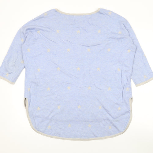 Phase Eight Womens Blue Round Neck Geometric Viscose Pullover Jumper Size M - Star Print