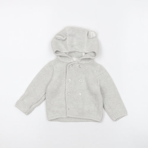 The White Company Baby Grey Coir Cardigan Jumper Size 3-6 Months Button