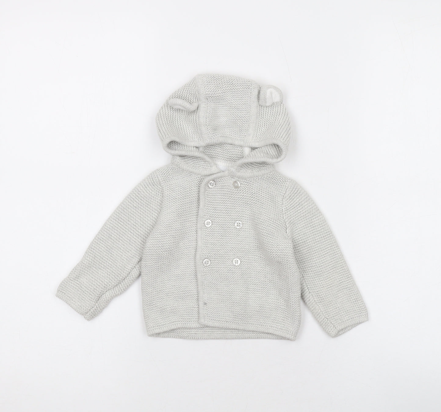 The White Company Baby Grey Coir Cardigan Jumper Size 3-6 Months Button