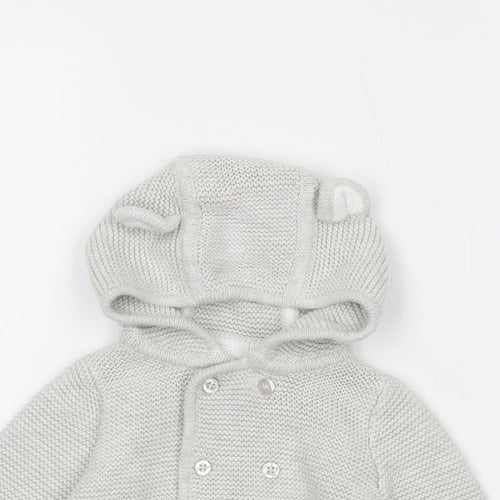 The White Company Baby Grey Coir Cardigan Jumper Size 3-6 Months Button
