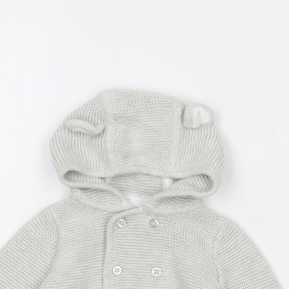The White Company Baby Grey Coir Cardigan Jumper Size 3-6 Months Button