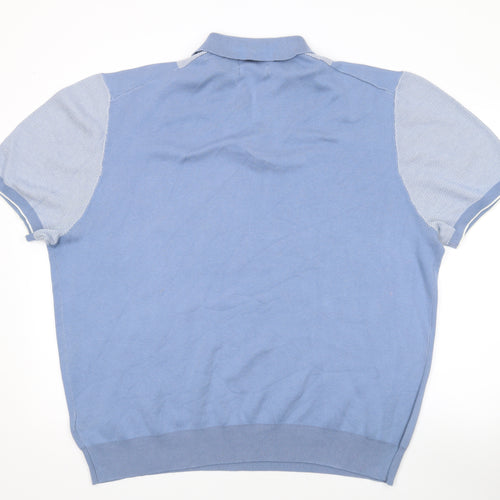 Marks and Spencer Mens Blue Cotton Polo Size 3XL Collared Button